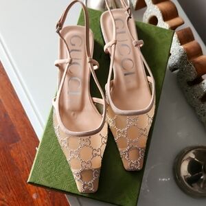 Gucci Women's Beige Slingback Shoes Sz EU38 US 8